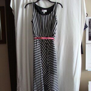 ELLE Black & White STRIPE Sleeveless HI-LOW Tank DRESS Sz XS - NWT